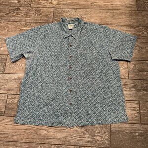 L.L. Bean Button Shirt Short Sleeve Men's XXL Traditional Fit Green Outdoor READ